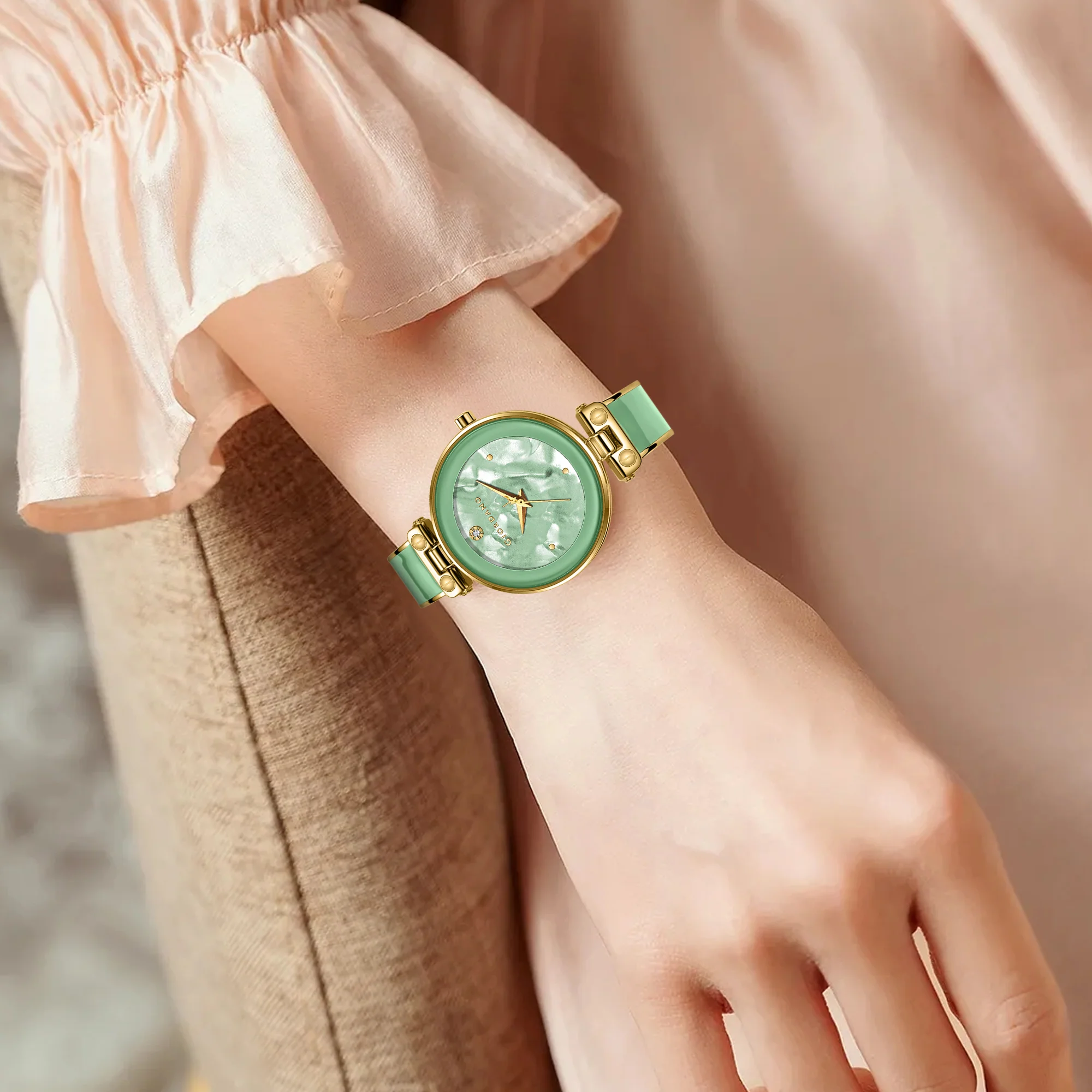 Giordano Designer Analog Watch for Women – Glossy Round Dial & Bracelet Style Stainless Steel Strap | GZ-60099-66 - Image 2