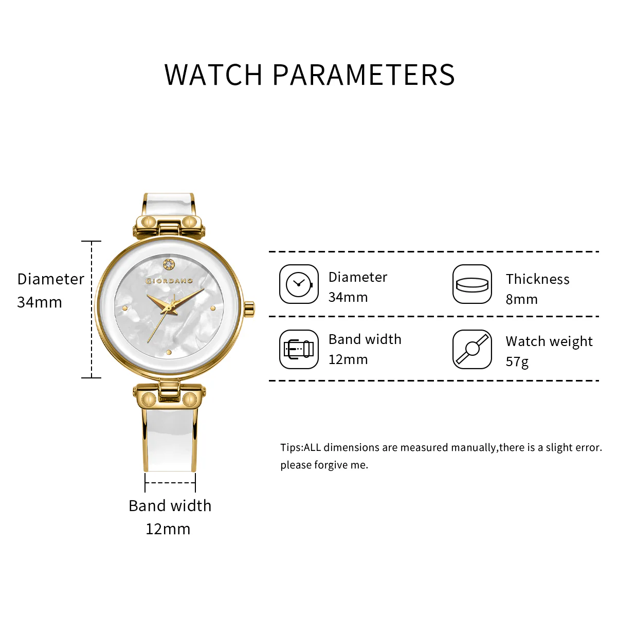 Giordano Designer Analog Watch for Women – Glossy Round Dial & Bracelet Style Stainless Steel Strap | GZ-60099-88 - Image 6