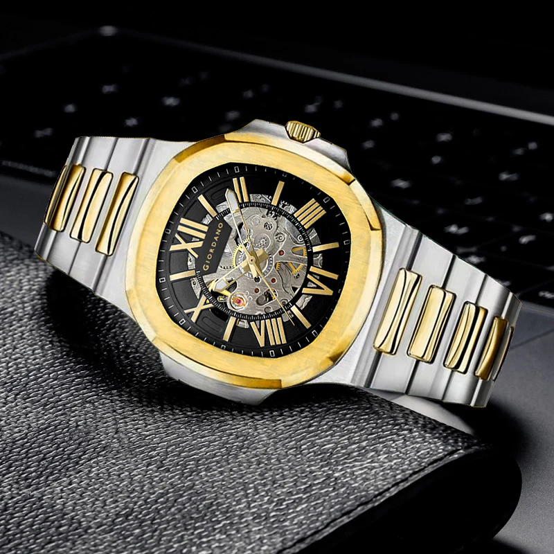 Giordano Dual-Tone Skeleton Automatic Stainless Steel Watch for Men with Luxurious Gold Accent Case | GZ-50114-11 - Image 5
