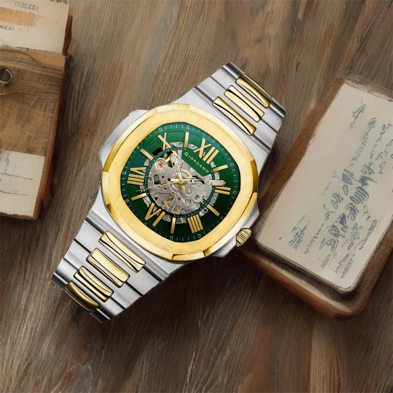 Giordano Dual-Tone Skeleton Automatic Stainless Steel Watch for Men with Luxurious Gold Accent Case | GZ-50114-22 - Image 5