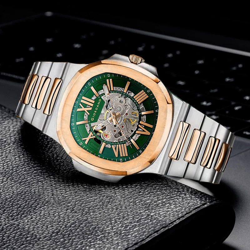 Giordano Dual-Tone Skeleton Automatic Stainless Steel Watch for Men with Luxurious Gold Accent Case | GZ-50114-33 - Image 3