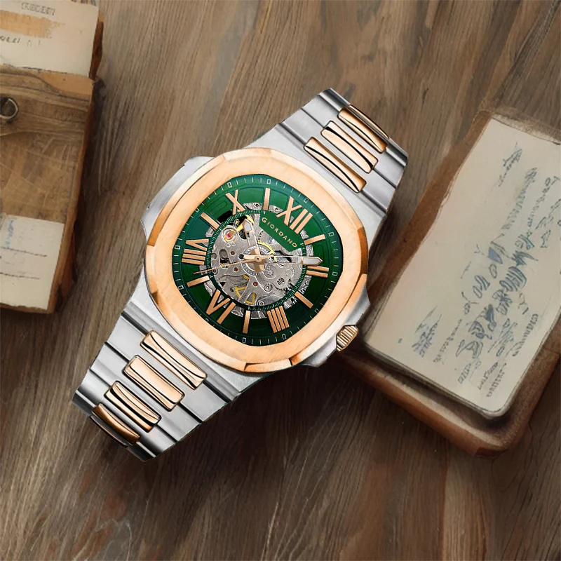 Giordano Dual-Tone Skeleton Automatic Stainless Steel Watch for Men with Luxurious Gold Accent Case | GZ-50114-33 - Image 5