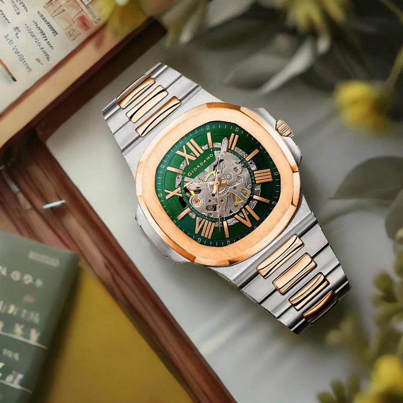 Giordano Dual-Tone Skeleton Automatic Stainless Steel Watch for Men with Luxurious Gold Accent Case | GZ-50114-33 - Image 6
