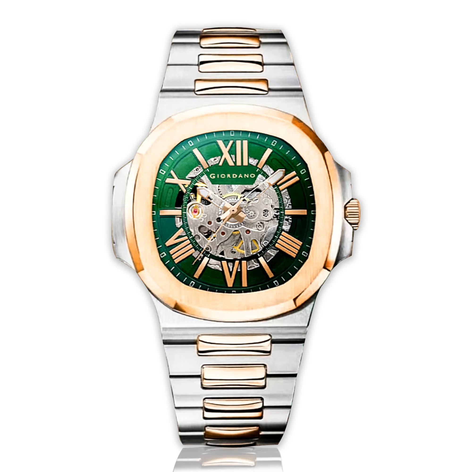 Giordano Dual-Tone Skeleton Automatic Stainless Steel Watch for Men with Luxurious Gold Accent Case | GZ-50114-33 - Image 8
