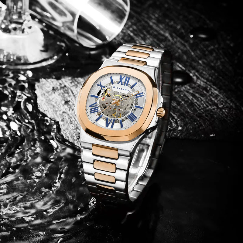 Giordano Dual-Tone Skeleton Automatic Stainless Steel Watch for Men with Luxurious Gold Accent Case | GZ-50114-44 - Image 4