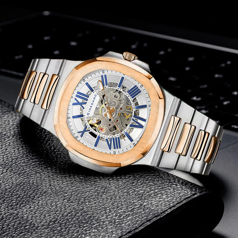 Giordano Dual-Tone Skeleton Automatic Stainless Steel Watch for Men with Luxurious Gold Accent Case | GZ-50114-44 - Image 5