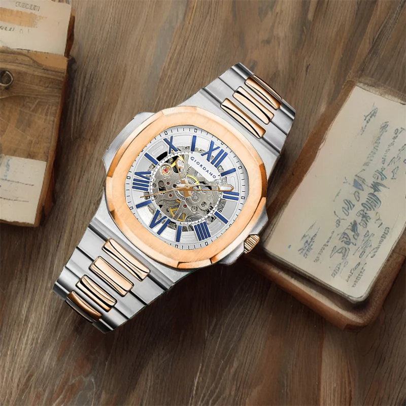 Giordano Dual-Tone Skeleton Automatic Stainless Steel Watch for Men with Luxurious Gold Accent Case | GZ-50114-44 - Image 6