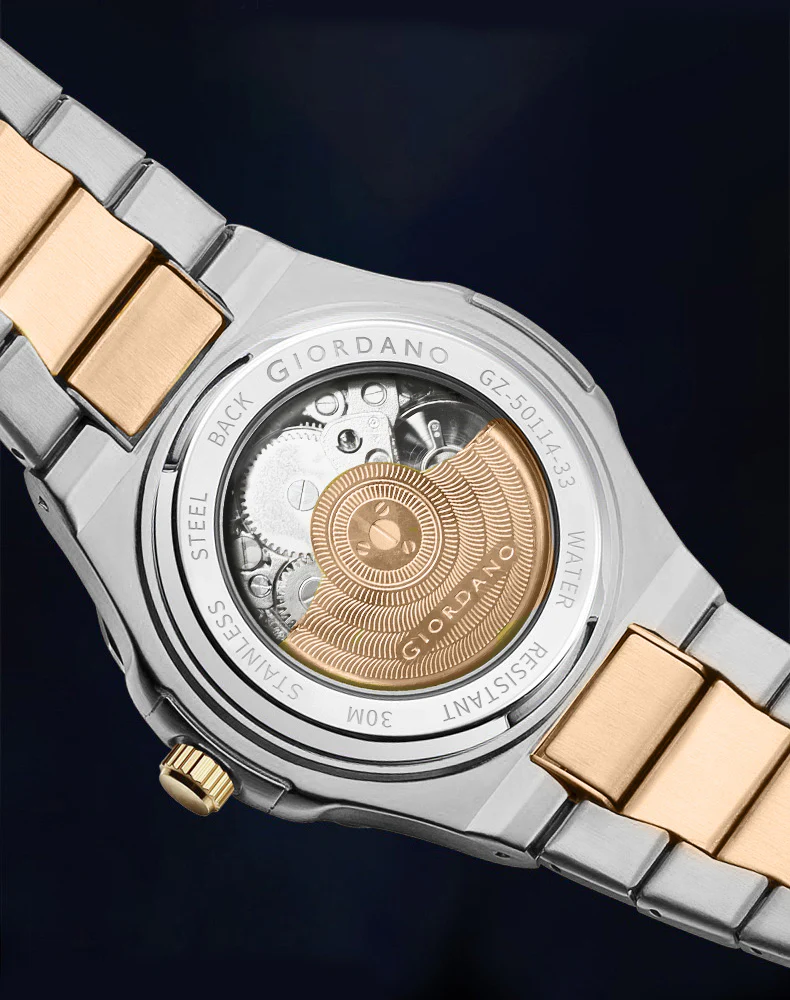 Giordano Dual-Tone Skeleton Automatic Stainless Steel Watch for Men with Luxurious Gold Accent Case | GZ-50114-44 - Image 9