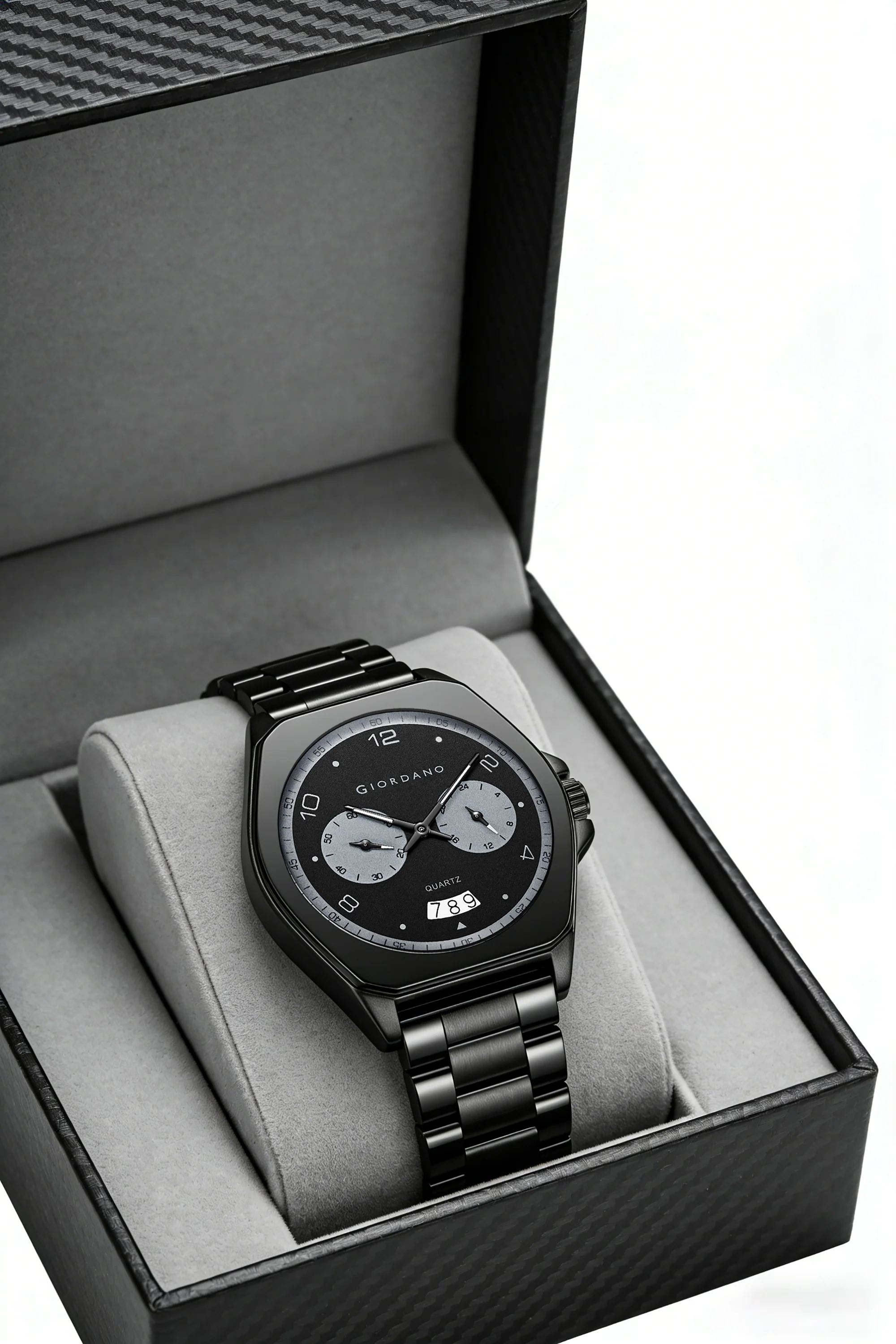 Giordano Elegant Analog Quartz Watch for Men with Multi-Function Hexagonal Dial, Date Display and Stainless Steel Strap - GZ-50213-11 - Image 4