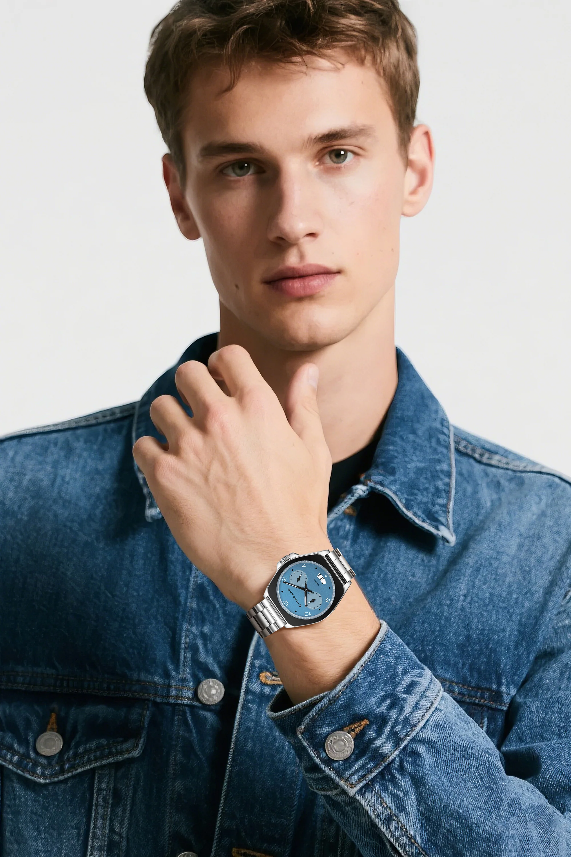 Giordano Elegant Analog Quartz Watch for Men with Multi-Function Hexagonal Dial, Date Display and Stainless Steel Strap - GZ-50213-33 - Image 2