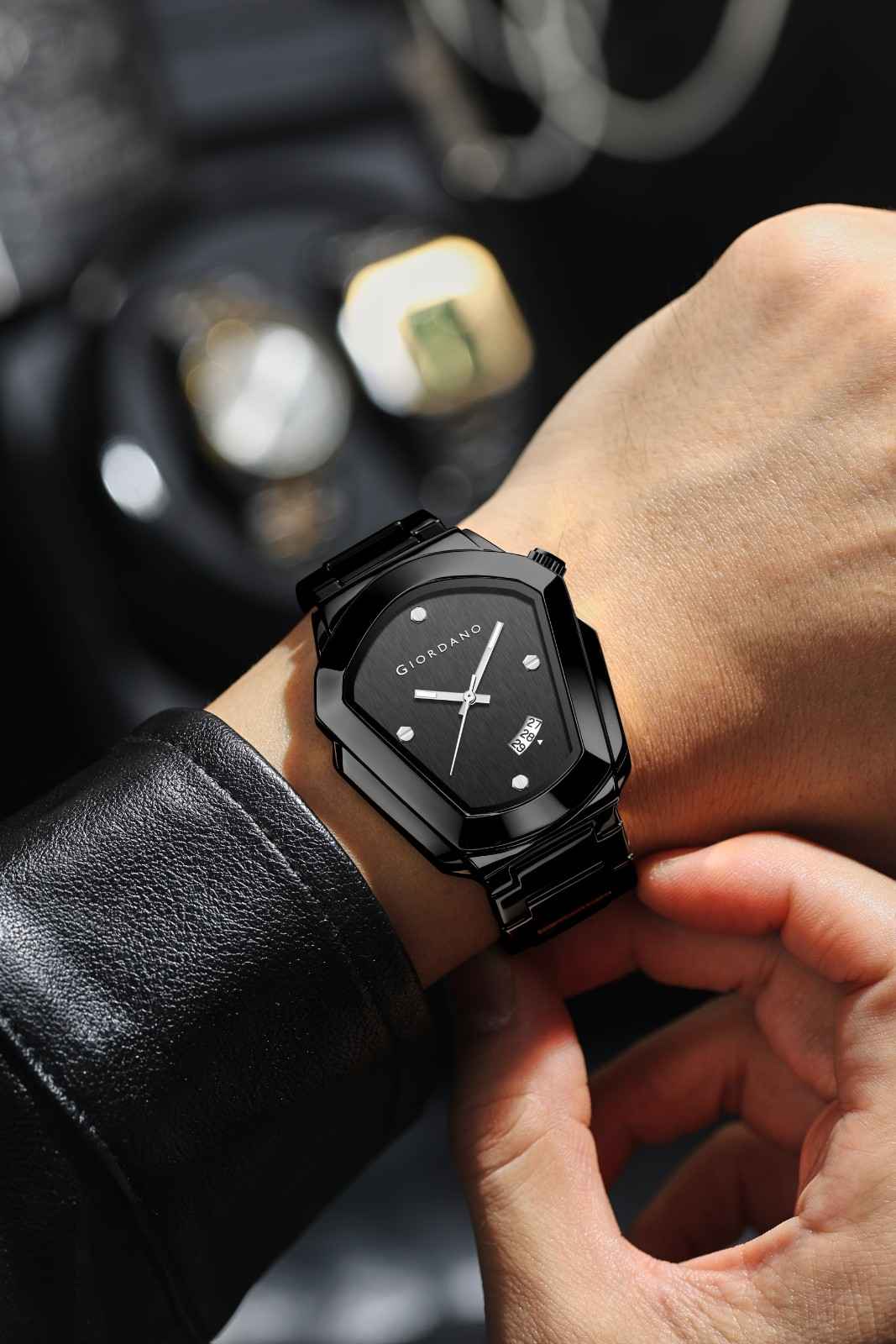 GIORDANO Elegant Analog Watch for Men with Unique Pentagon Dial, Stainless Steel Strap, Date Display, Water Resistant - GZ-50175-11 - Image 2