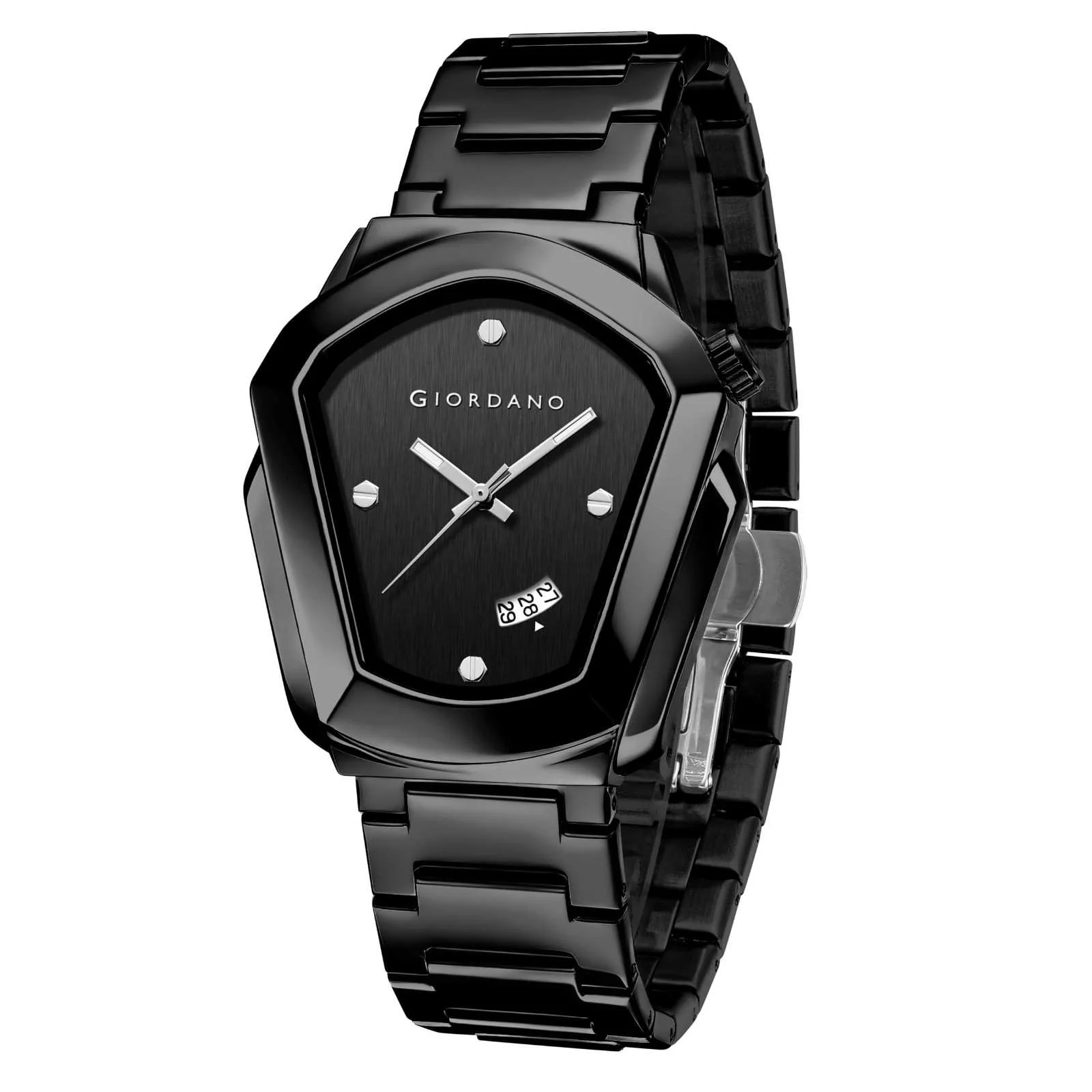 GIORDANO Elegant Analog Watch for Men with Unique Pentagon Dial, Stainless Steel Strap, Date Display, Water Resistant - GZ-50175-11 - Image 5