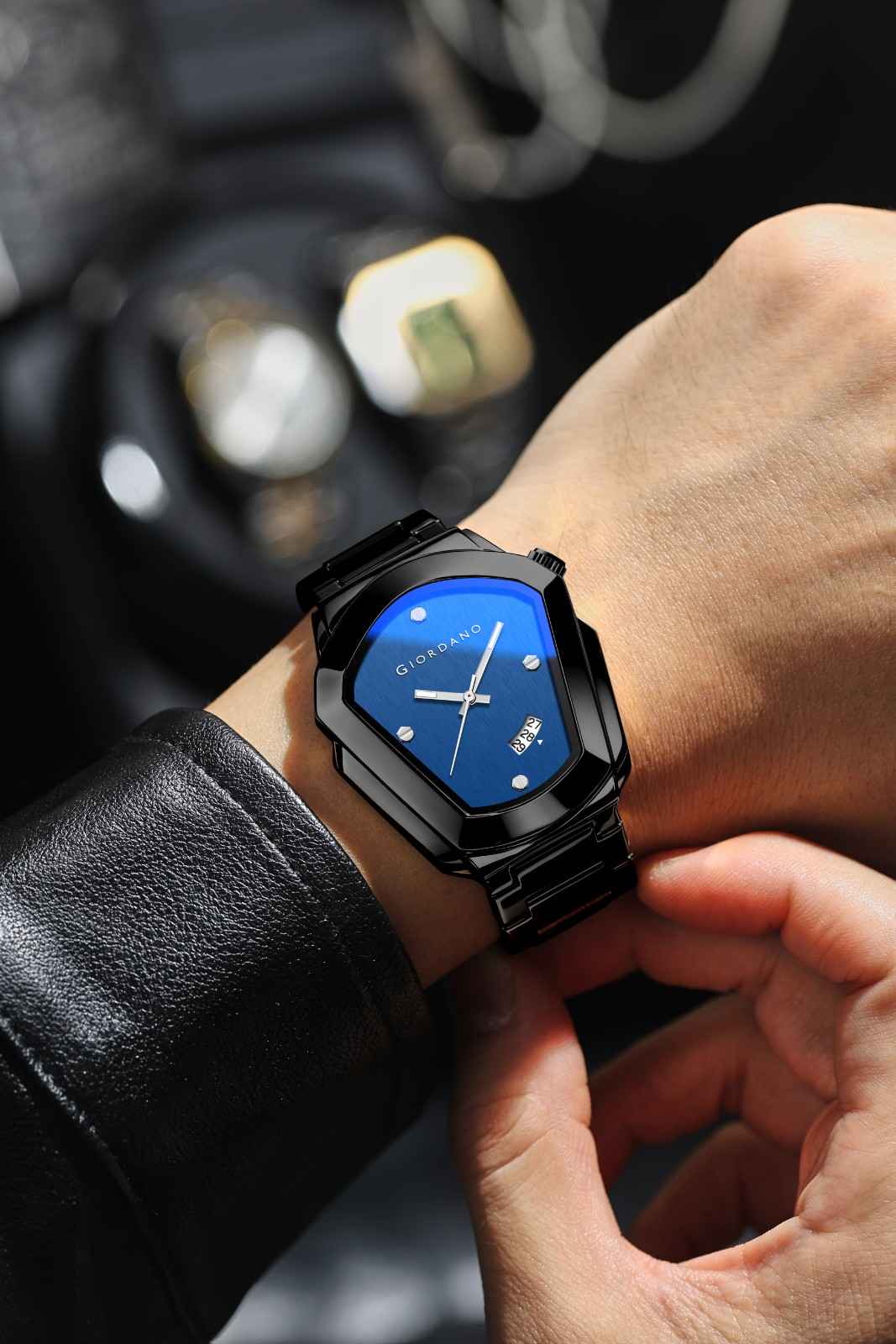 GIORDANO Elegant Analog Watch for Men with Unique Pentagon Dial, Stainless Steel Strap, Date Display, Water Resistant - GZ-50175-22 - Image 2