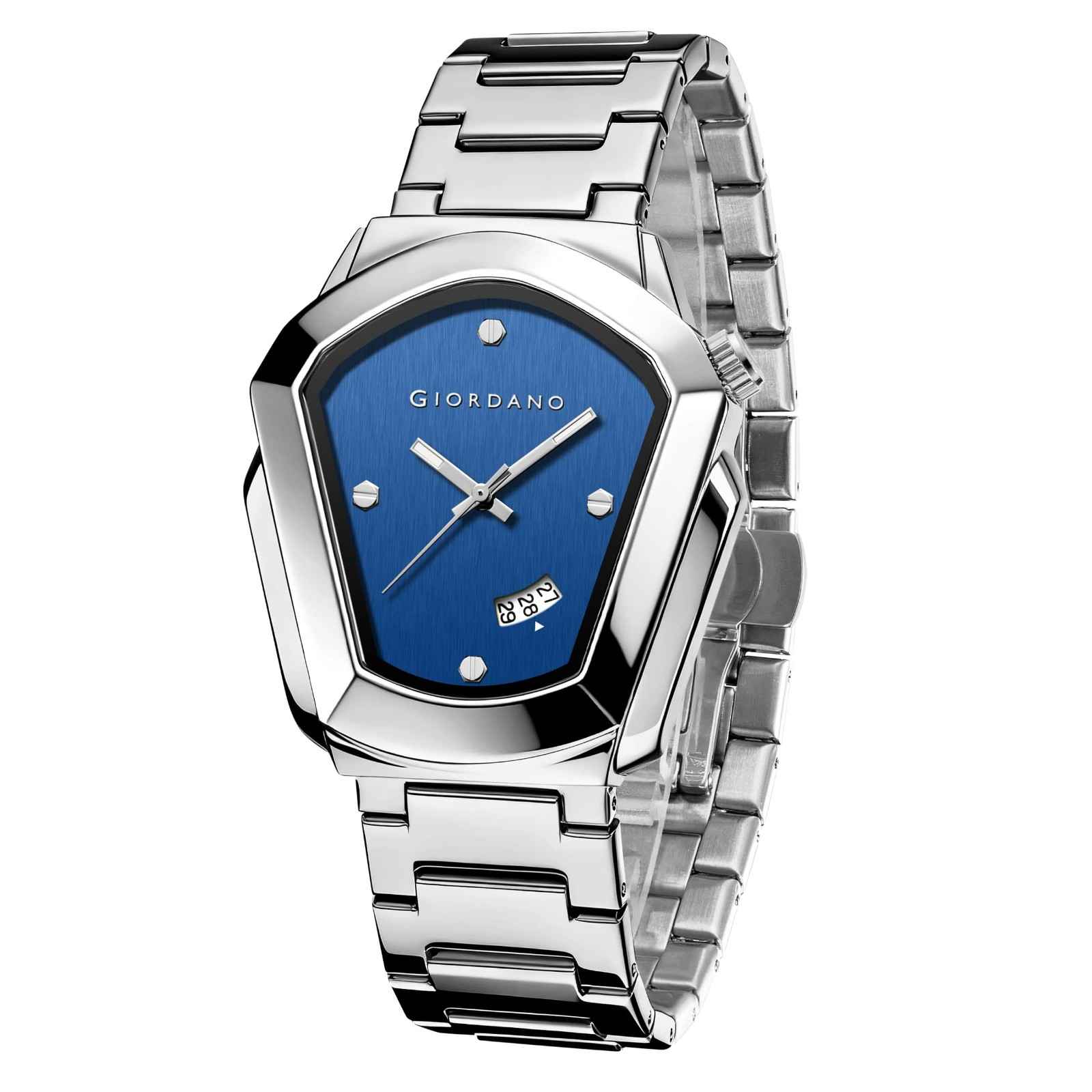 GIORDANO Elegant Analog Watch for Men with Unique Pentagon Dial, Stainless Steel Strap, Date Display, Water Resistant - GZ-50175-33 - Image 6
