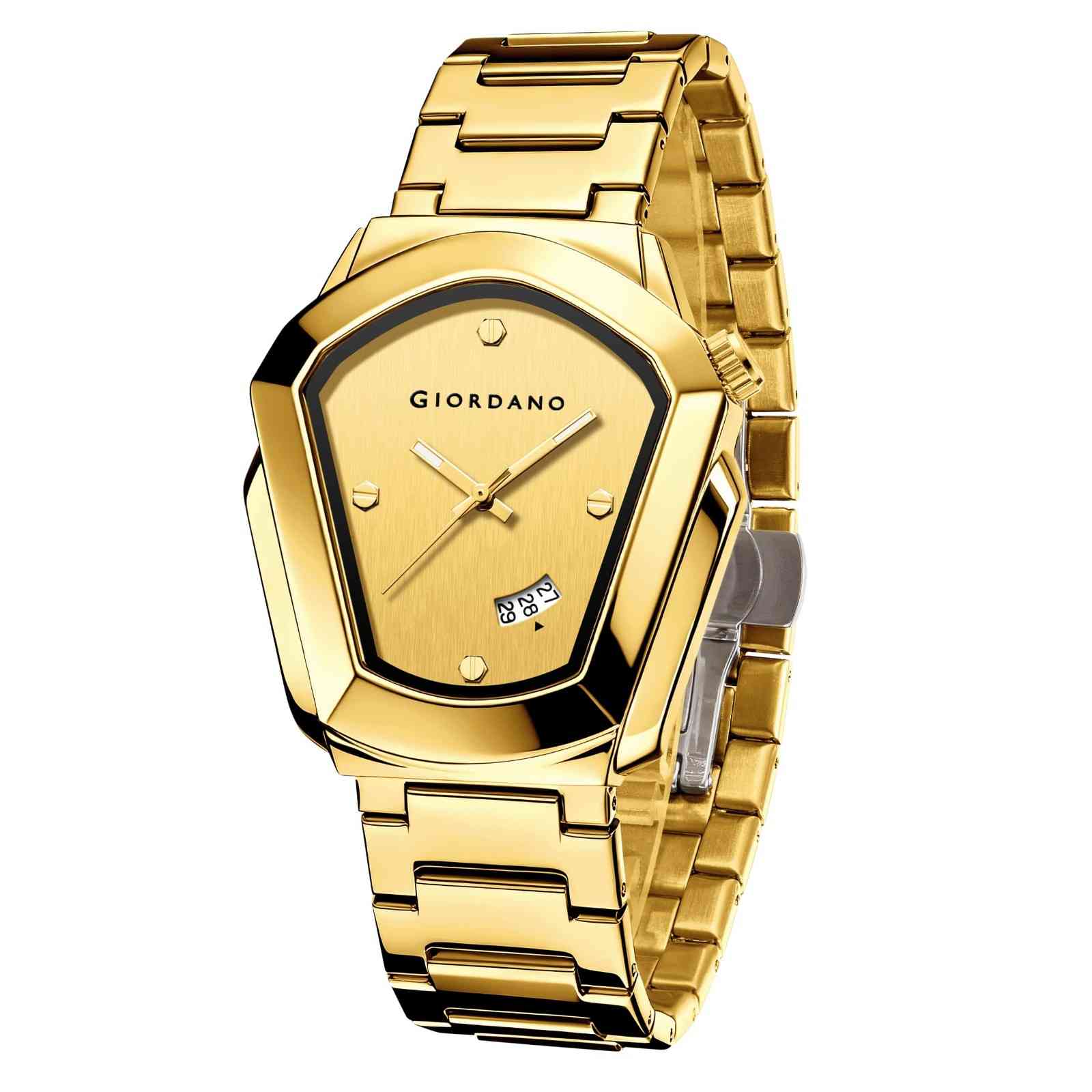 GIORDANO Elegant Analog Watch for Men with Unique Pentagon Dial, Stainless Steel Strap, Date Display, Water Resistant - GZ-50175-44 - Image 6