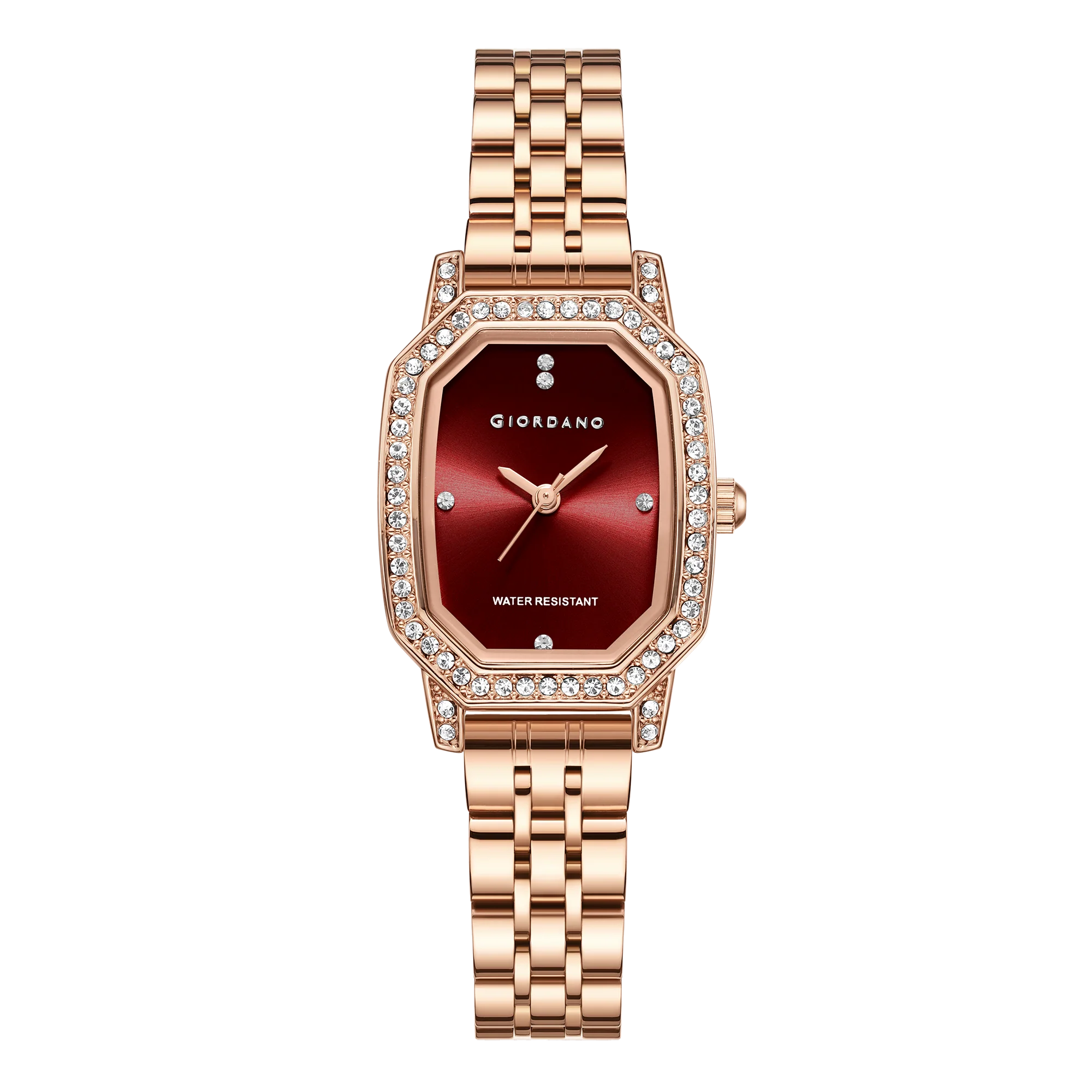 Giordano Elegant Analog Watch for Women – Classic octagonal Dial, diamond bezel and rose gold stainless steel strap | GZ-60114-11 - Image 4