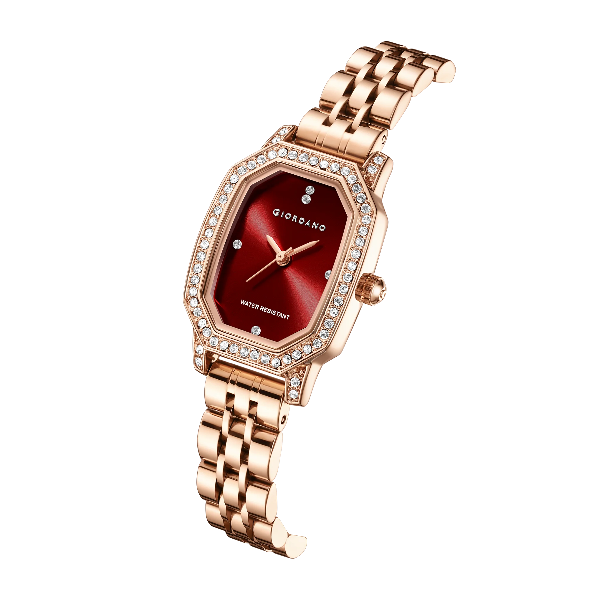 Giordano Elegant Analog Watch for Women – Classic octagonal Dial, diamond bezel and rose gold stainless steel strap | GZ-60114-11 - Image 5