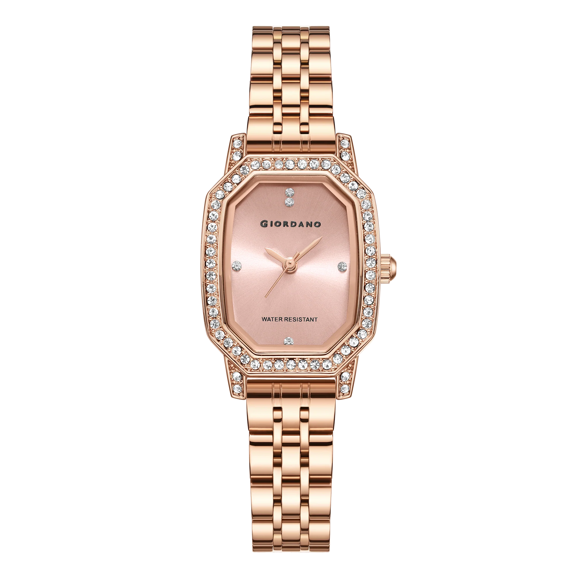 Giordano Elegant Analog Watch for Women – Classic octagonal Dial, diamond bezel and rose gold stainless steel strap | GZ-60114-22 - Image 4