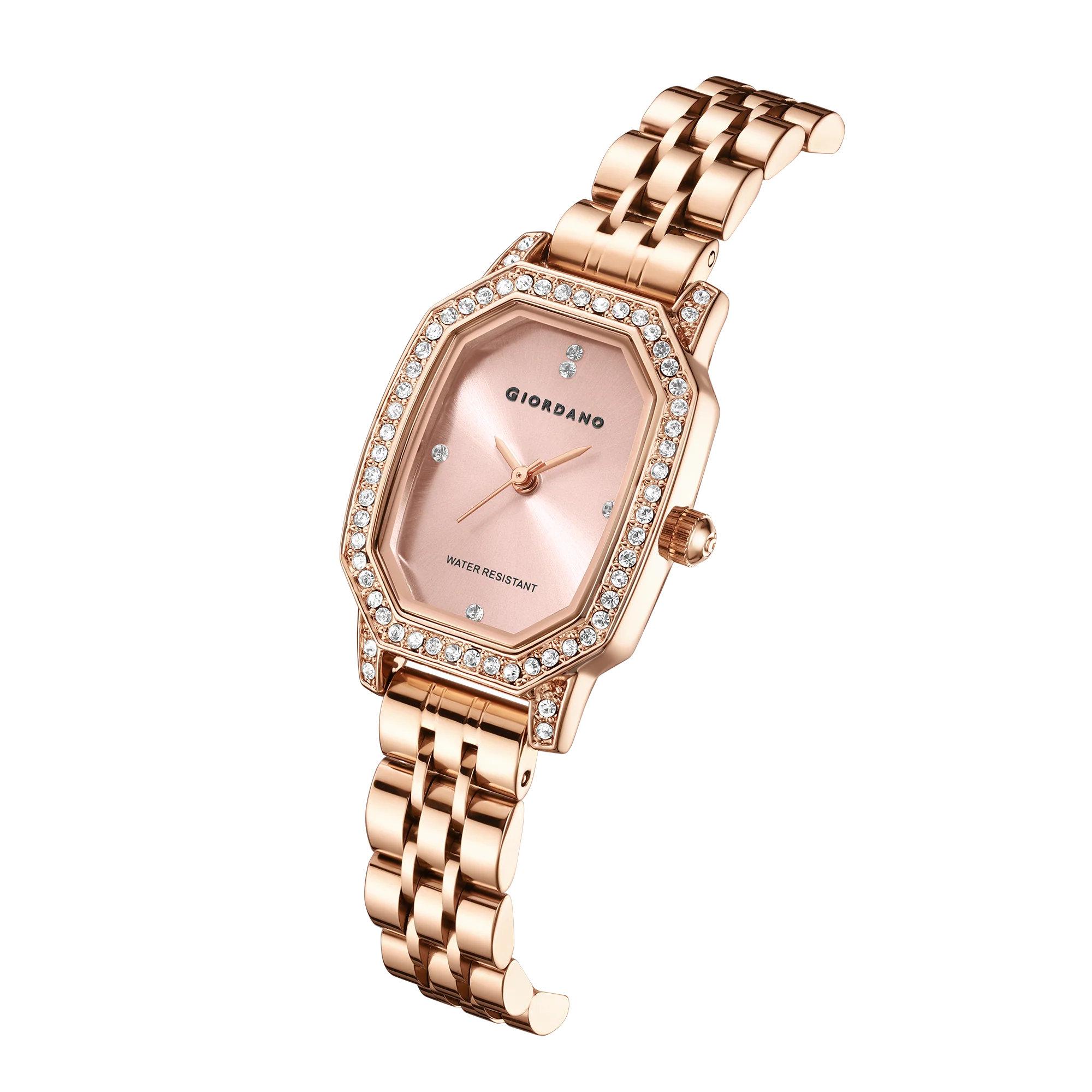 Giordano Elegant Analog Watch for Women – Classic octagonal Dial, diamond bezel and rose gold stainless steel strap | GZ-60114-22 - Image 5
