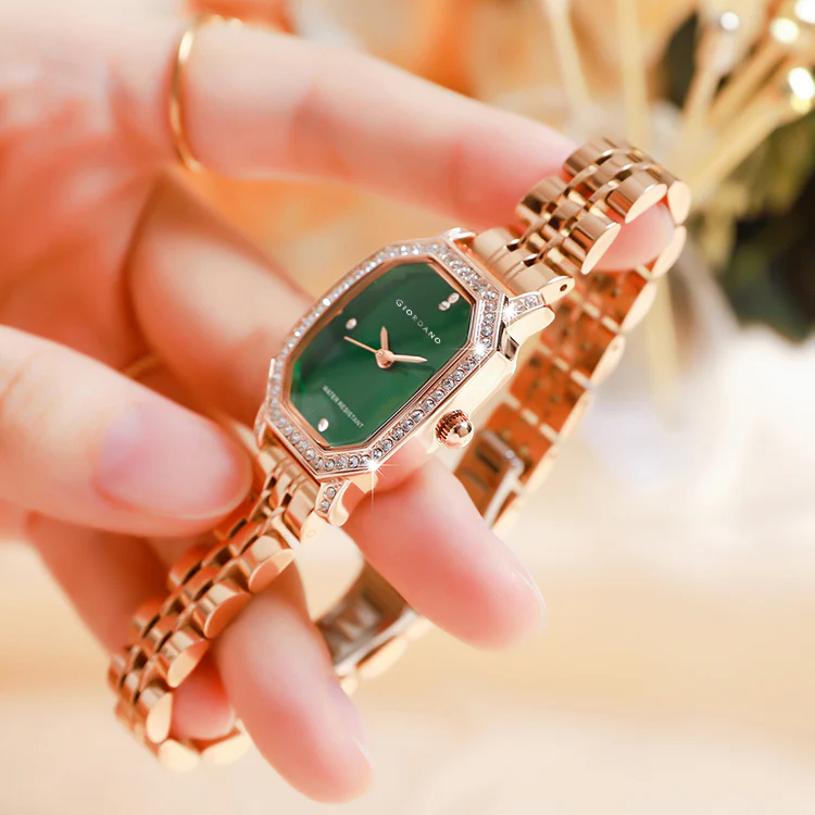 Giordano Elegant Analog Watch for Women – Classic octagonal Dial, diamond bezel and rose gold stainless steel strap | GZ-60114-33 - Image 3