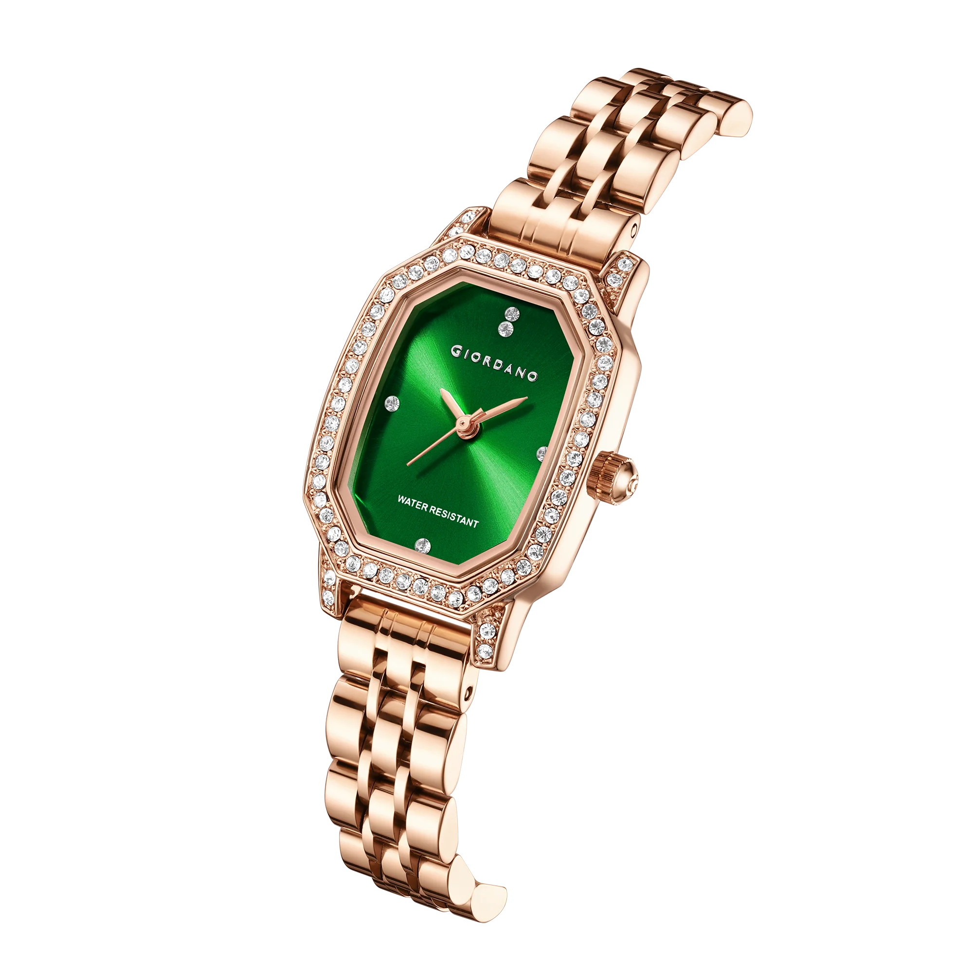 Giordano Elegant Analog Watch for Women – Classic octagonal Dial, diamond bezel and rose gold stainless steel strap | GZ-60114-33 - Image 6