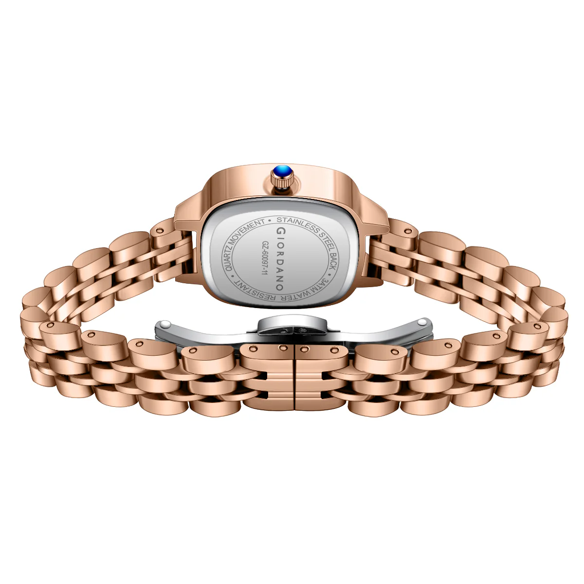 Giordano Elegant Square Rose Gold Watch for Women – Crystal & Roman Hour Markers, Day-Date Display, Stainless Steel Strap | GZ-60097-11 - Image 9