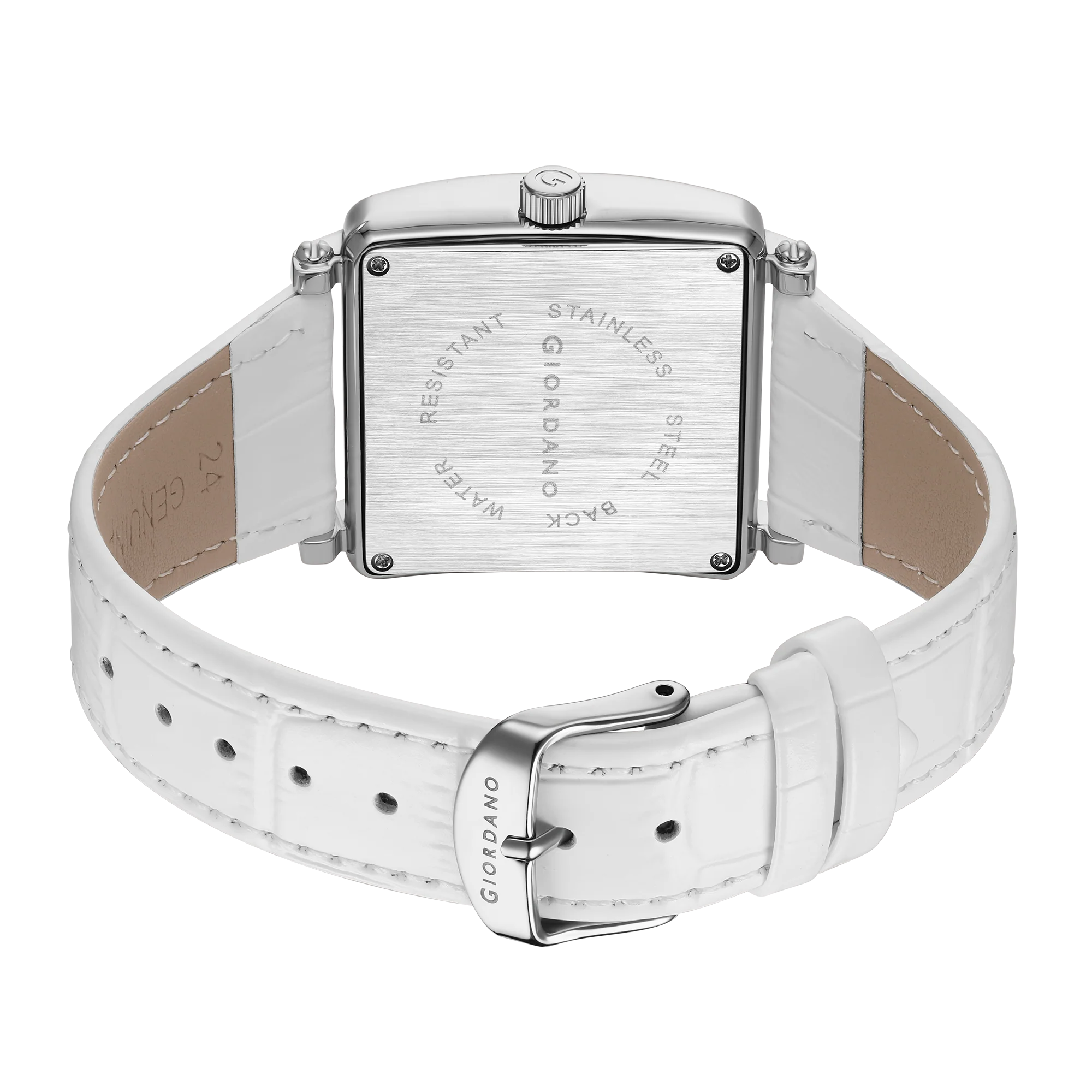 Giordano Elegant Watch for women Crystal-Studded Square Dial,  Leather Band,  Roman Numeral Dial-GZ-60091-02 - Image 5
