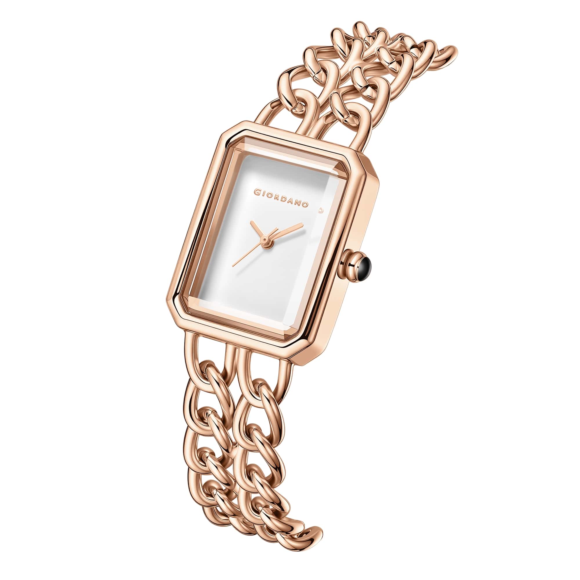 Giordano Elegant Watch for Women with Analog Display, Quartz Movement, Rectangular Case & Stainless Steel Chain Starp - GZ-60128-22 - Image 6