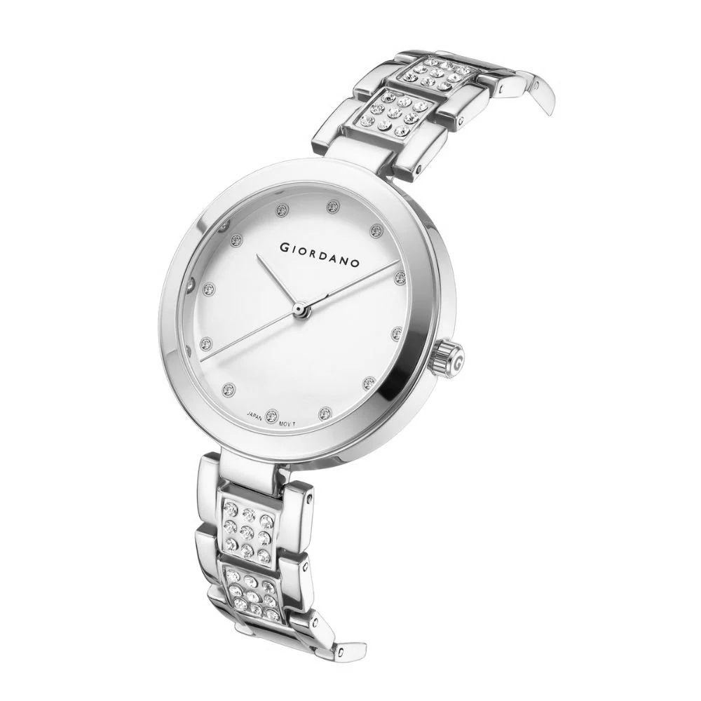 Giordano Eleganza Collection Analog Watch for Women with Crystal-Studded Strap & Diamond Indices-A2037-11 - Image 5