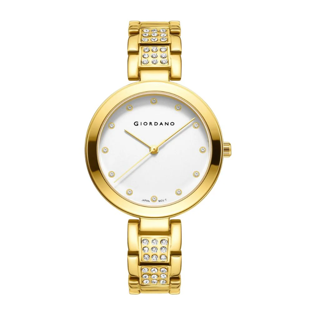 Giordano Eleganza Collection Analog Watch for Women with Crystal-Studded Strap & Diamond Indices - A2037-22 - Image 4