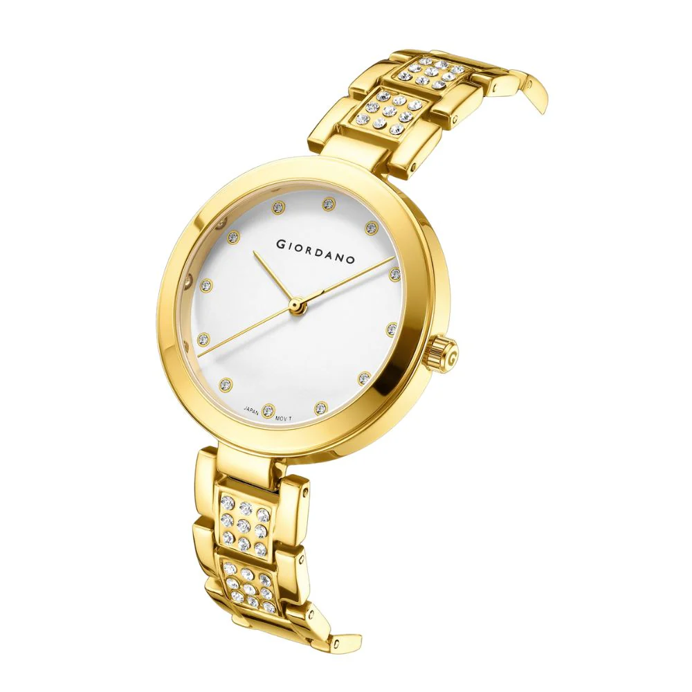 Giordano Eleganza Collection Analog Watch for Women with Crystal-Studded Strap & Diamond Indices - A2037-22 - Image 5