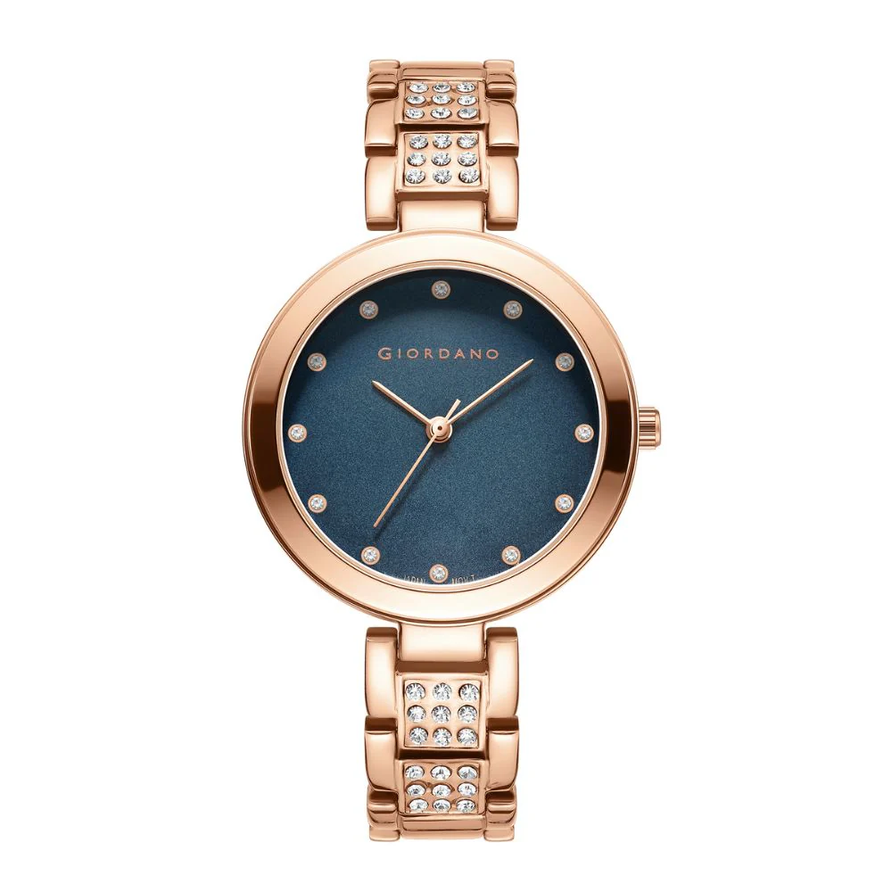 Giordano Eleganza Collection Analog Watch for Women with Crystal-Studded Strap & Diamond Indices - A2037-44 - Image 4
