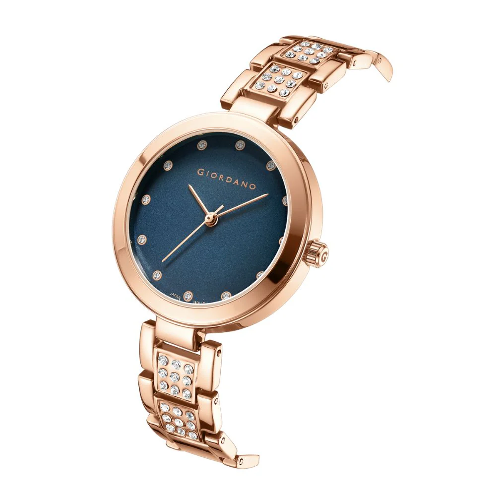 Giordano Eleganza Collection Analog Watch for Women with Crystal-Studded Strap & Diamond Indices - A2037-44 - Image 5