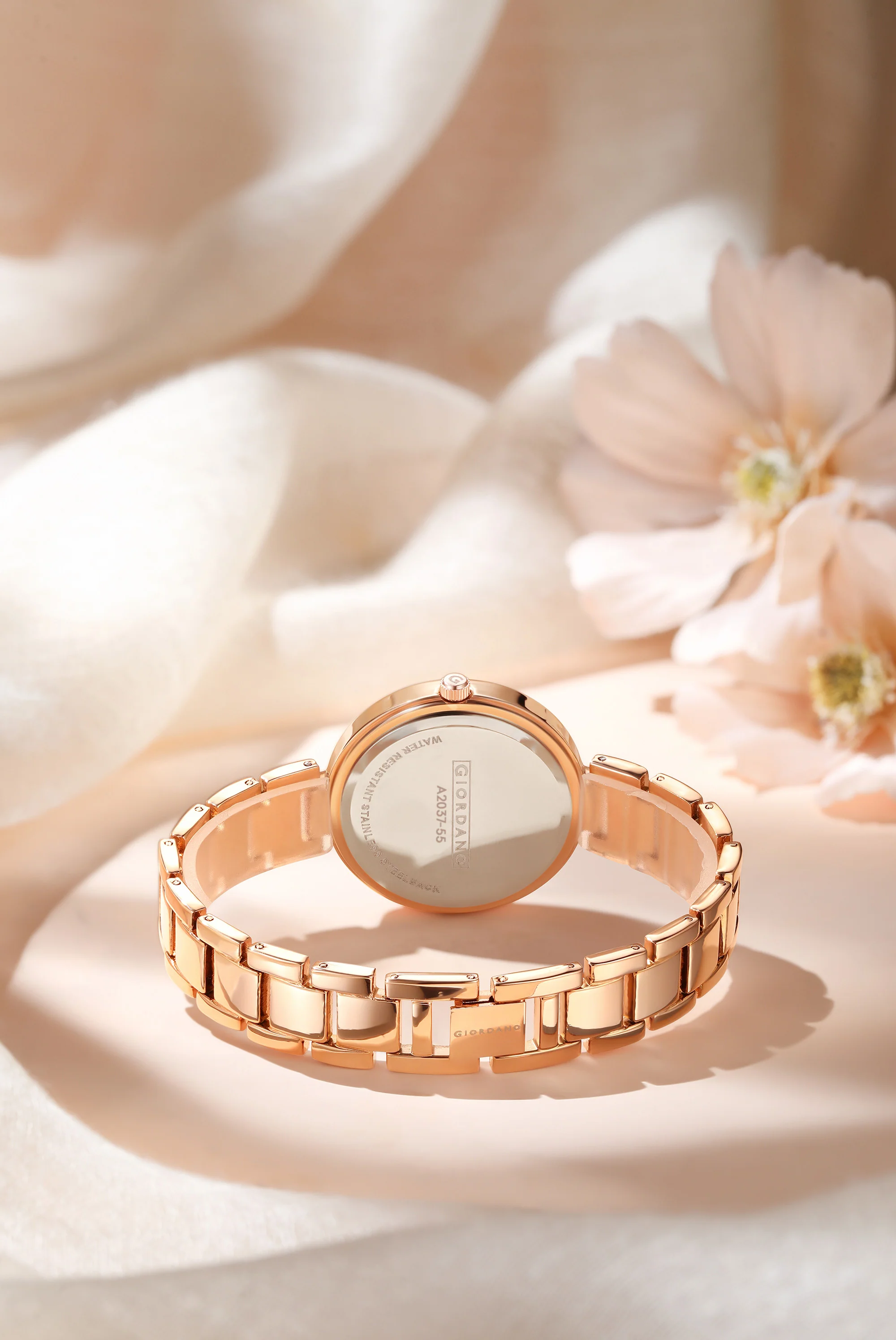 Giordano Eleganza Collection Analog Watch for Women with Crystal-Studded Strap & Diamond Indices - A2037-55 - Image 3