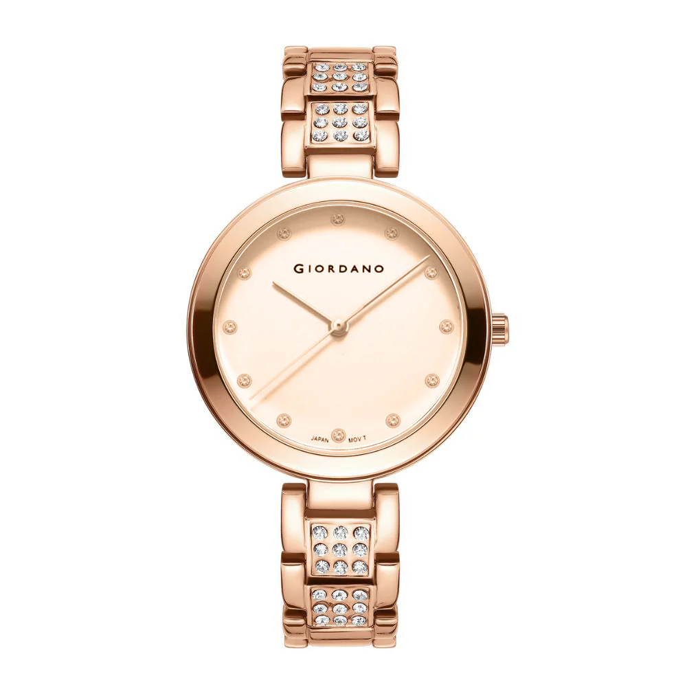 Giordano Eleganza Collection Analog Watch for Women with Crystal-Studded Strap & Diamond Indices - A2037-55 - Image 4