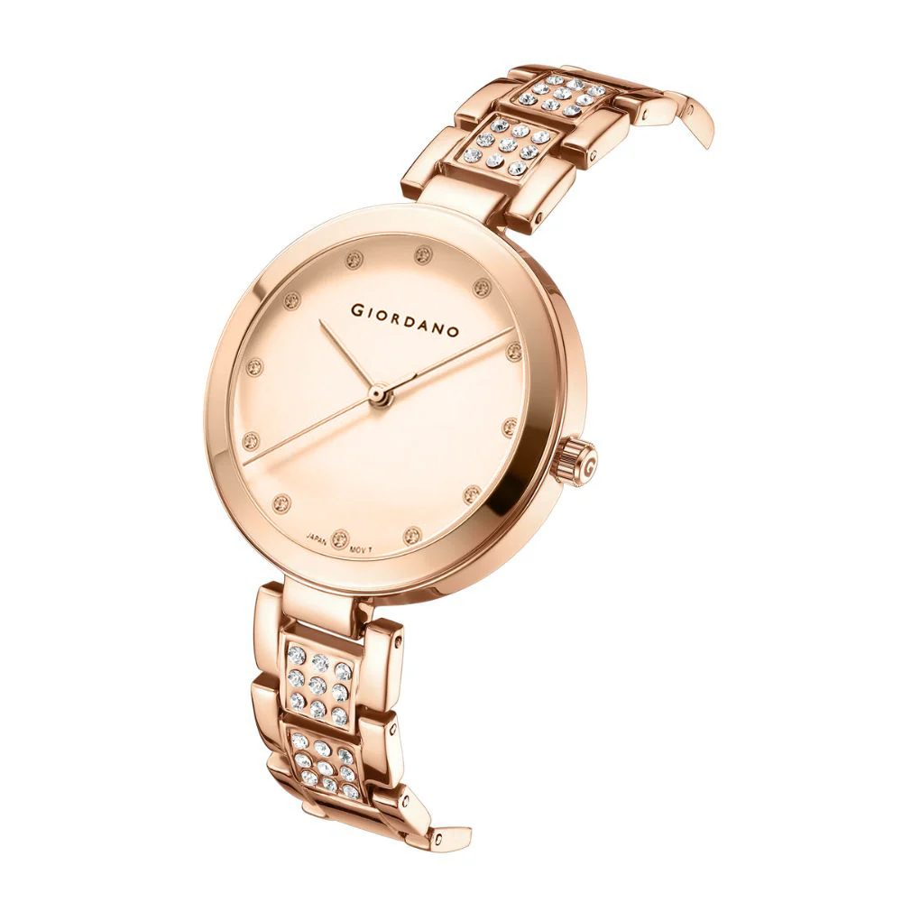 Giordano Eleganza Collection Analog Watch for Women with Crystal-Studded Strap & Diamond Indices - A2037-55 - Image 5