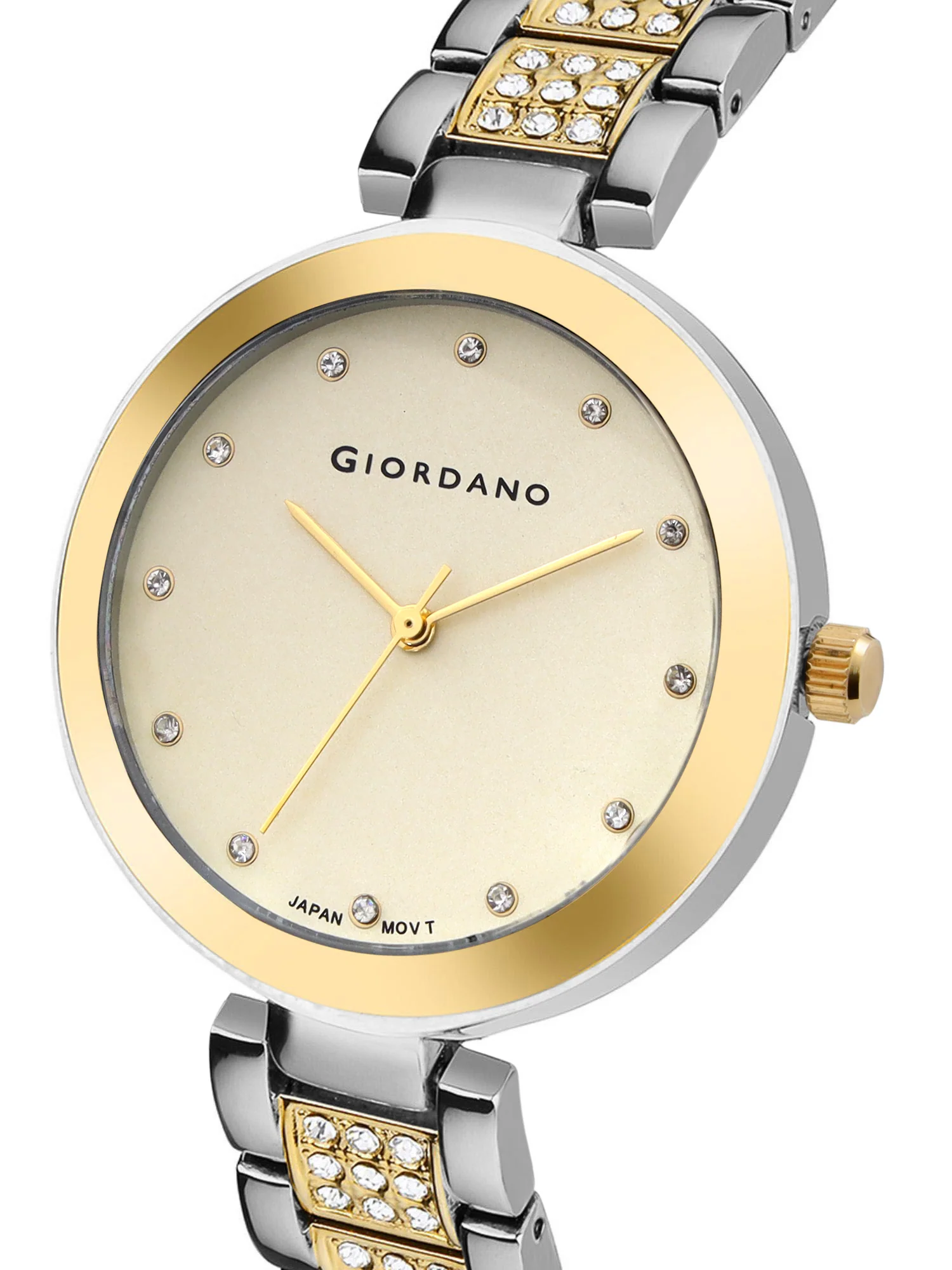 Giordano Eleganza Collection Analog Watch for Women with Crystal-Studded Strap & Diamond Indices-A2037-77 - Image 3