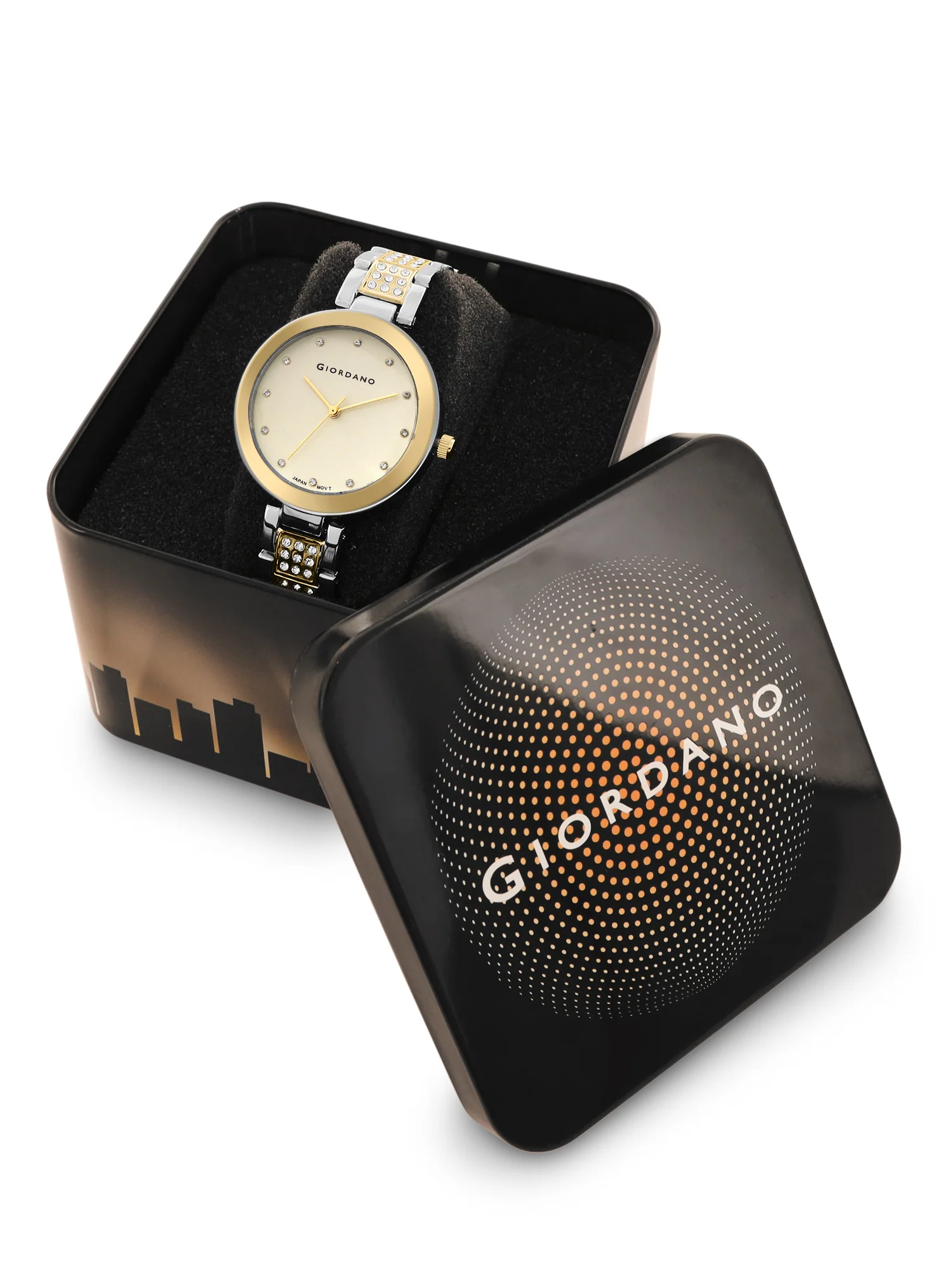 Giordano Eleganza Collection Analog Watch for Women with Crystal-Studded Strap & Diamond Indices-A2037-77 - Image 5