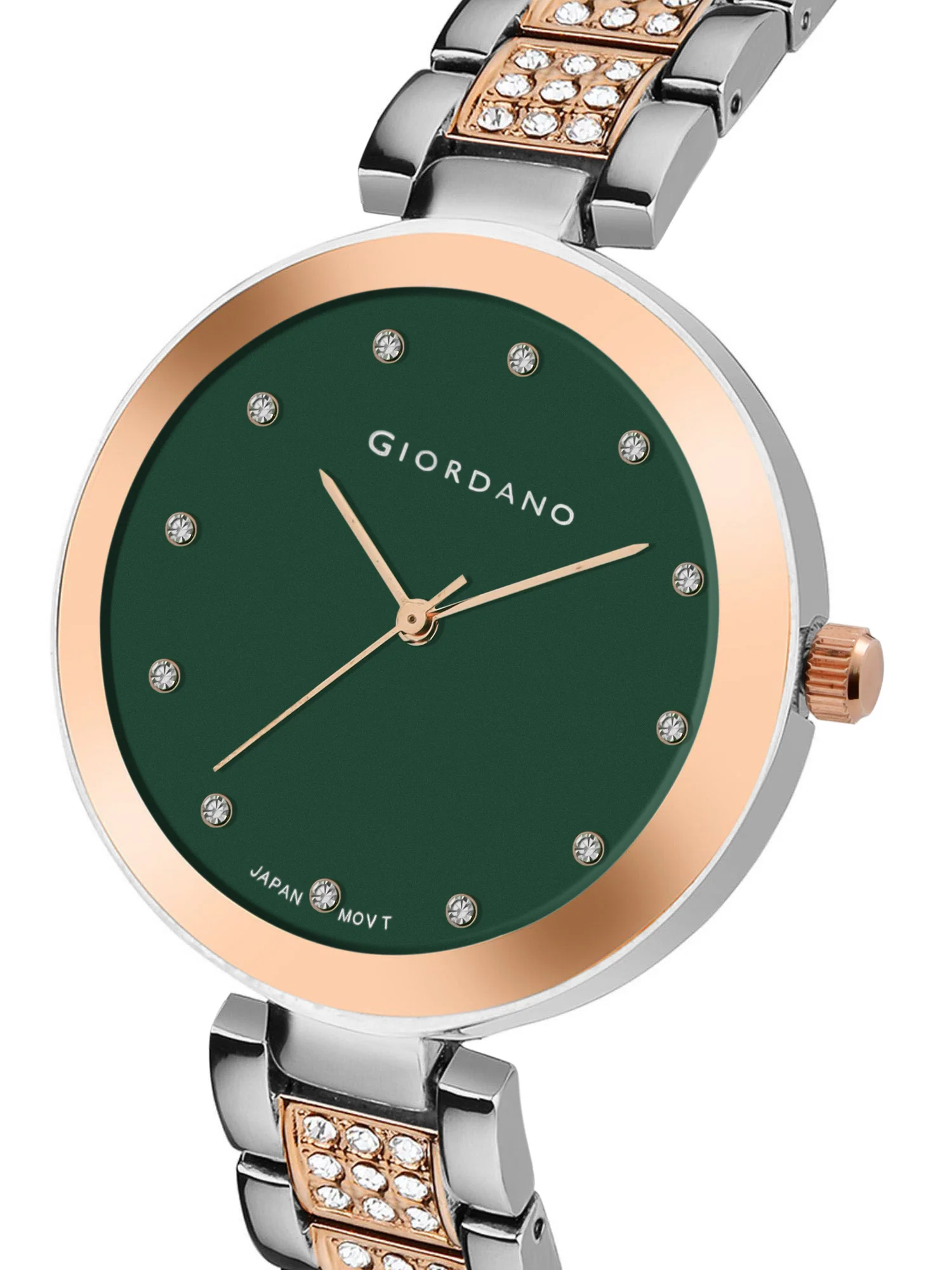 Giordano Eleganza Collection Analog Watch for Women with Crystal-Studded Strap & Diamond Indices-A2037-99 - Image 3