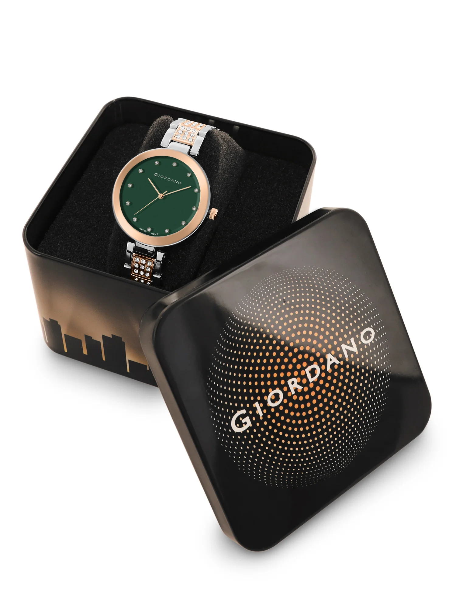 Giordano Eleganza Collection Analog Watch for Women with Crystal-Studded Strap & Diamond Indices-A2037-99 - Image 5
