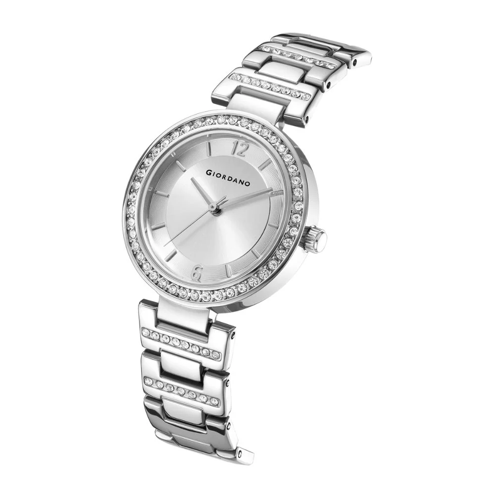 Giordano Eleganza Collection Analog Watch for Women with Diamond Studded Case and Urban Fashion Metal Strap Ladies Wrist Watch Gift for Women GD4051-11 - Image 5