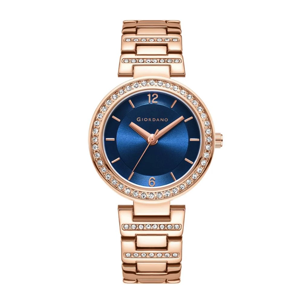 Giordano Eleganza Collection Analog Watch for Women with Diamond Studded Case and Urban Fashion Metal Strap Ladies Wrist Watch Gift for Women GD4051-44 - Image 4