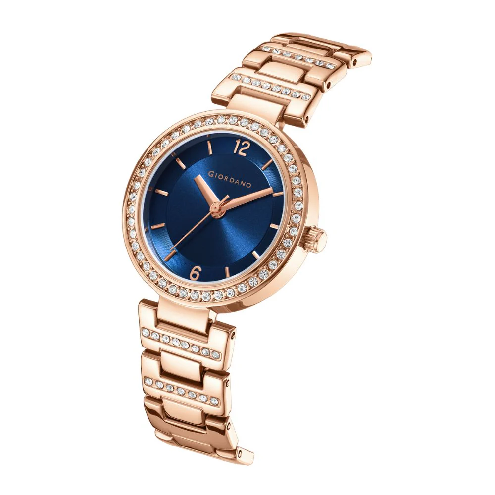 Giordano Eleganza Collection Analog Watch for Women with Diamond Studded Case and Urban Fashion Metal Strap Ladies Wrist Watch Gift for Women GD4051-44 - Image 5