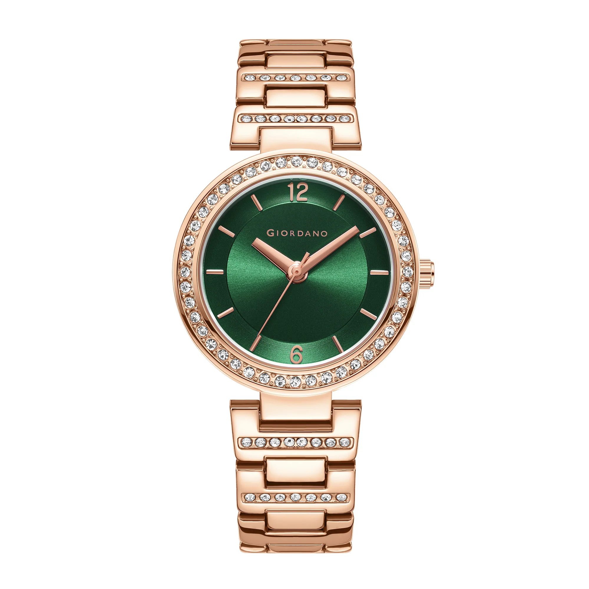 Giordano Eleganza Collection Analog Watch for Women with Diamond Studded Case and Urban Fashion Metal Strap Ladies Wrist Watch Gift for Women GD4051-55 - Image 4