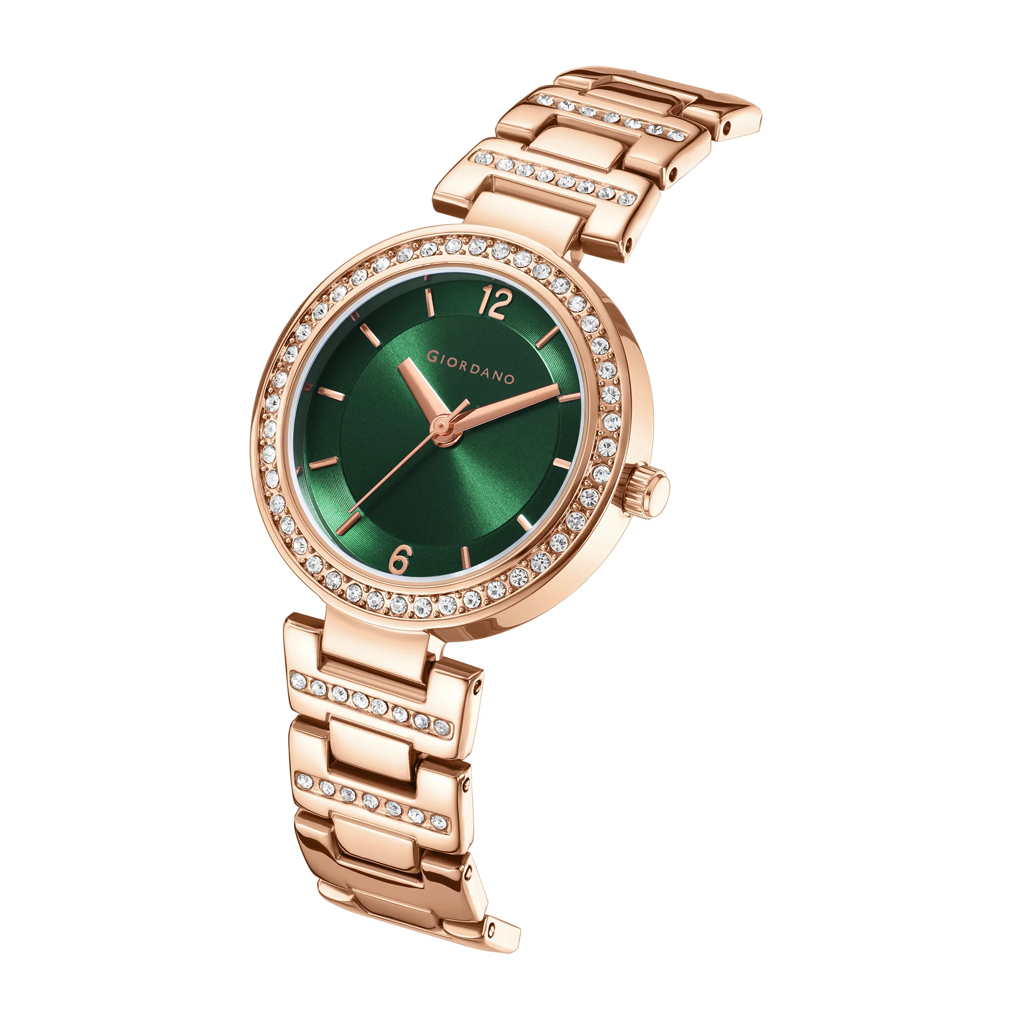 Giordano Eleganza Collection Analog Watch for Women with Diamond Studded Case and Urban Fashion Metal Strap Ladies Wrist Watch Gift for Women GD4051-55 - Image 5