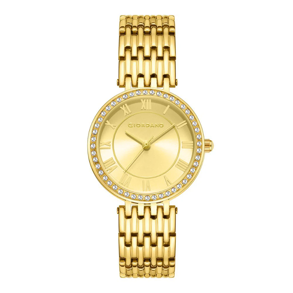Giordano Eleganza Collection Watch for Women with Stainless Steel Strap and Crystal Embellished Bezel, Roman Numerals-A2083-00A - Image 4
