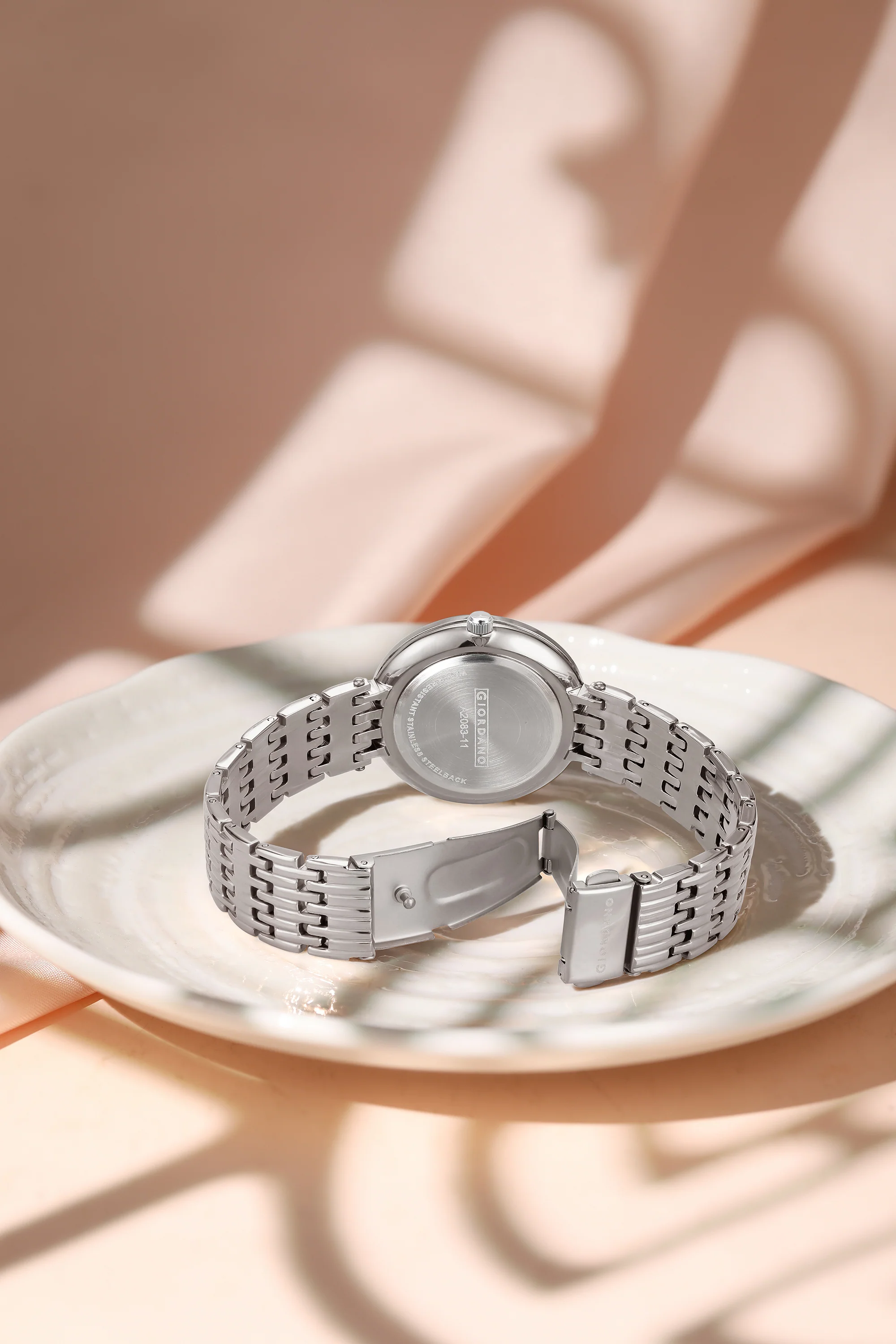Giordano Eleganza Collection Watch for Women with Stainless Steel Strap and Crystal Embellished Bezel, Roman Numerals-A2083-11 - Image 3