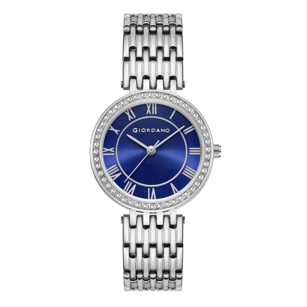 Giordano Eleganza Collection Watch for Women with Stainless Steel Strap and Crystal Embellished Bezel, Roman Numerals-A2083-11 - Image 4