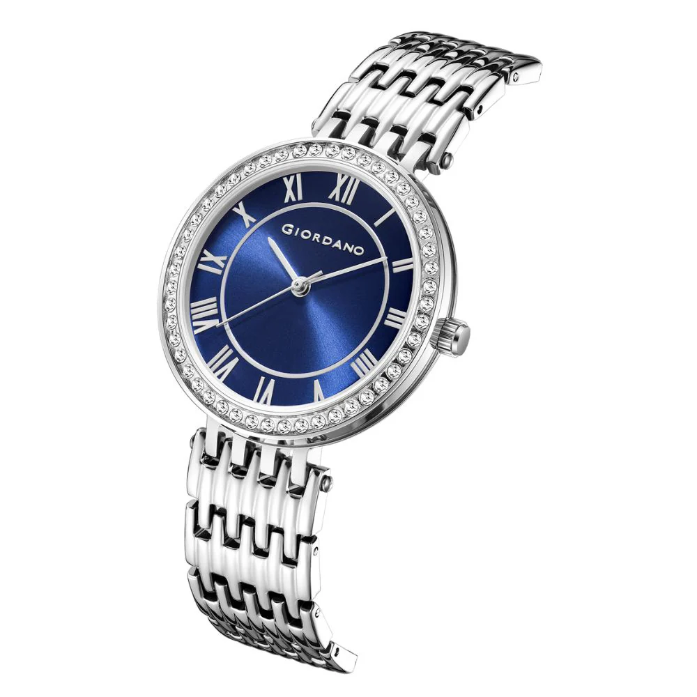 Giordano Eleganza Collection Watch for Women with Stainless Steel Strap and Crystal Embellished Bezel, Roman Numerals-A2083-11 - Image 5