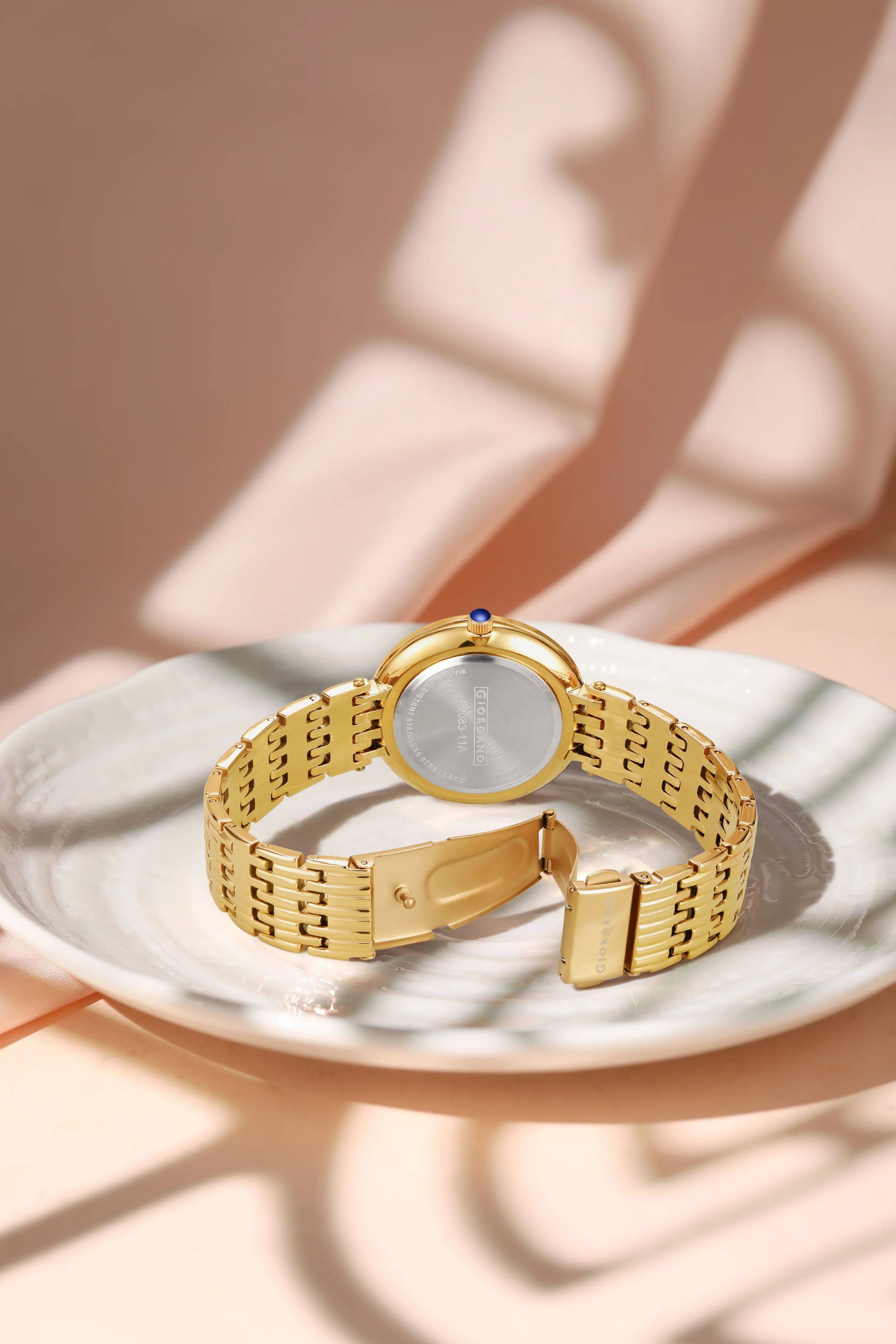 Giordano Eleganza Collection Watch for Women with Stainless Steel Strap and Crystal Embellished Bezel, Roman Numerals-A2083-11A - Image 3